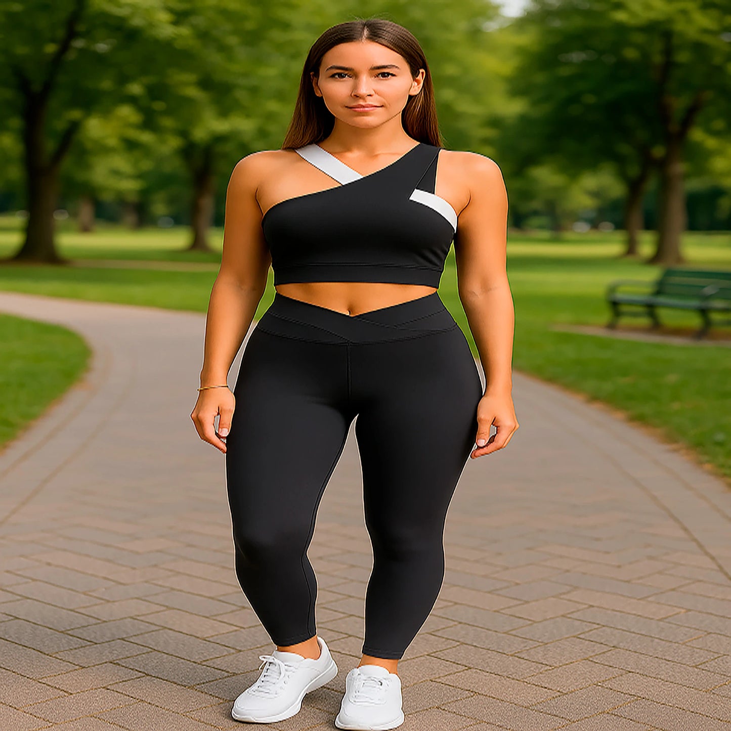 Conjunto Deportivo Mujer Leggins Y Top Tirantes Cruzados Gris Lisa