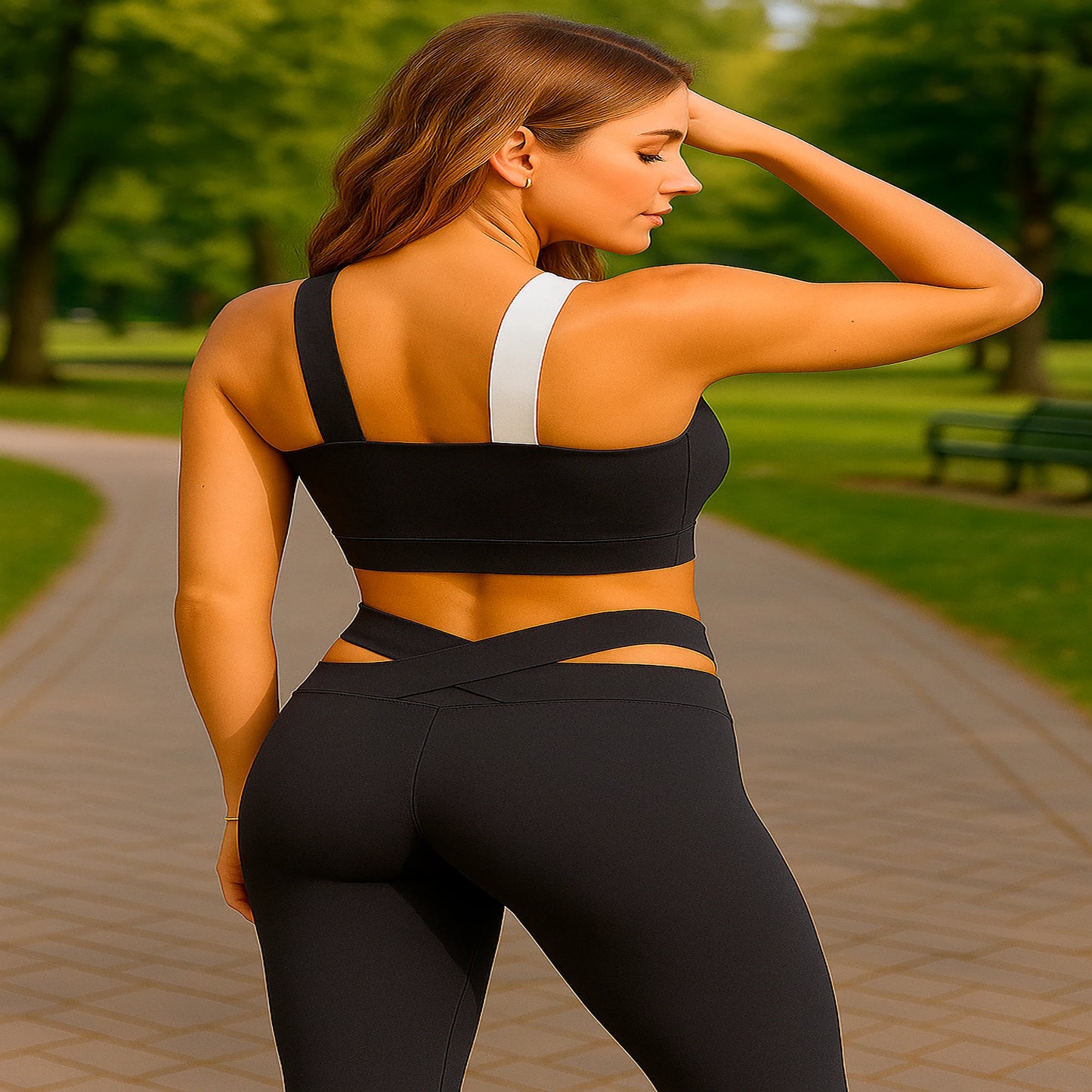 Conjunto Deportivo Mujer Leggins Y Top Tirantes Cruzados Gris Lisa