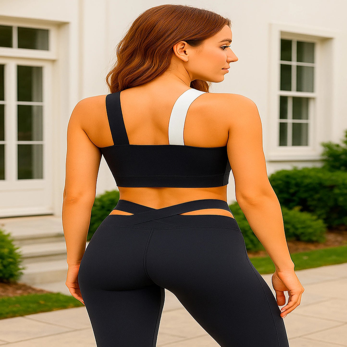 Conjunto Deportivo Mujer Leggins Y Top Tirantes Cruzados Gris Lisa