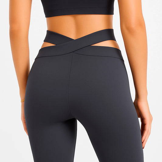 Conjunto Deportivo Mujer Leggins Y Top Tirantes Cruzados Gris Lisa